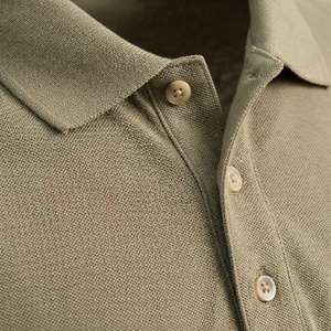 <b>Men's</b> <b>Khaki</b> Short Sleeve Polo <b>Shirt</b> Cotton Pique Casual Breathable Regular Fit Solid Knitted Design - Product Image 5