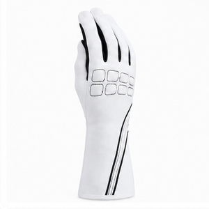 Guantes de Carreras de Dedo Completo, Blancos y Negros, con Paneles Recubiertos de PU, Antideslizantes, Unisex, Impermeables, Ligeros, de Poliéster y Algodón, para Karting - Product Image 2