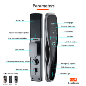 Nouveau design de haute sécurité Tuya App sécurité serrure de porte biométrique empreinte digitale mot de passe déverrouiller serrure intelligente sans clé pour la maison hôtel - Product Image 4