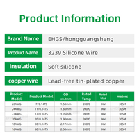 Fil de silicone EHGS 3239 rouge et noir en cuivre pour batteries, éclairage LED, moteurs, robotique et connexions d'équipements électroniques