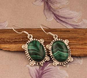 Pendientes Colgantes de Malaquita Hechos a Mano, Plata de Ley, Piedra Preciosa Verde Natural, Joyería Boho, Regalo de Moda para Mujer - Product Image 5
