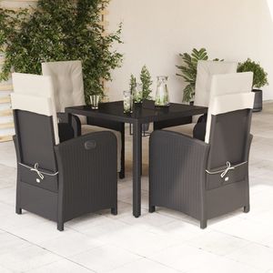 Set da Pranzo da Giardino in Rattan Nero per 4 Persone, Resistente alle Intemperie, Arredamento da Esterno in Stile Contemporaneo - Product Image 1
