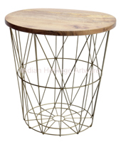 Ensemble de tables gigognes de style moderne, plateau en bois, structure en métal, tables basses d'appoint en fer, meubles de salon IHA