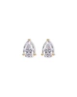 Boucles d'oreilles clous classiques Starsgem en diamant synthétique de laboratoire IGI, taille poire, 1 carat, E VS1, percé au laser, à trois griffes, plaqué rhodium