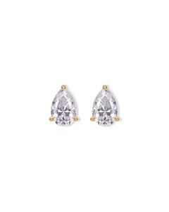 Boucles d'oreilles classiques unisexes Starsgem plaquées or 14 carats, trois griffes, diamant de laboratoire IGI taille poire 1 carat E VS1 - Product Image 4