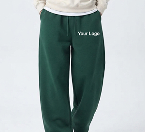 Pantalon de survêtement en toile 100 % coton de qualité supérieure, style hip-hop, coupe droite, couleur unie, décontracté, bas large - Product Image 1