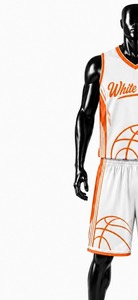 Ensemble de maillots de basket-ball blancs pour femmes, sans manches, col rond, impression par transfert thermique, respirant, spandex/nylon 220g, personnalisable pour l'équipe - Product Image 4