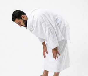 Serviette Jacquard Ahram Ihram en Coton Premium de Qualité Supérieure, Épaisse, Séchage Rapide, Lot de 2 Pièces, pour Hajj, Omra, Voyage, Très Absorbante, ODM, Sans Couture - Product Image 3