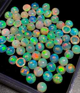 Lot de cabochons ronds en opale éthiopienne, qualité multi-feu, pierres précieuses de 4 mm à 10 mm, opale naturelle pour la création de bijoux - Product Image 2