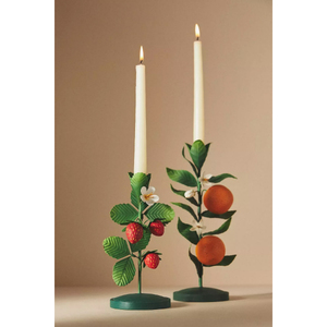 Support de bougie en fer blanc avec feuilles vertes pour la décoration de la maison, porte-bougie en forme d'arbre fruitier fait main - Product Image 4