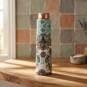 Printed Copper Beer Bottle-Leakproof Classic Design Large Capacity for Office & Home Use Business Gift - Product Image 1