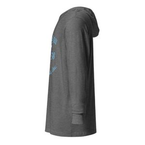 T-shirt unisexe à capuche en coton doux bleu marine chiné à manches longues avec lettres graphiques – Vêtement décontracté léger et tendance - Product Image 5