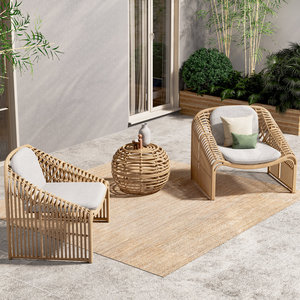 Juegos de jardín de ratán de 3 piezas para Sunbrella para conversación - Product Image 1