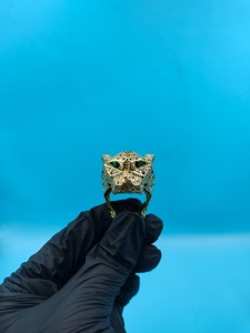 Anillo Iced Panther para Hombre, Plata 925 con Acabado en Oro Amarillo de 14K, Moissanita VVS de 3-5CT, Engaste de Garras, Estilo Hip Hop, Aniversario - Product Image 5