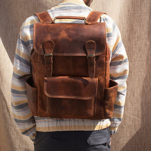 Sac à dos en cuir de qualité supérieure, prix de gros OEM, en vente. Sac à dos en cuir véritable de qualité premium, logo personnalisé. - Product Image 6