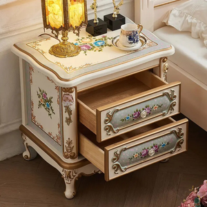 Juego de Dormitorio de Lujo Estilo Real Francés Europeo, Cama King Size de Madera de Caoba Sólida, con Mesita de Noche, para Apartamento - Product Image 6