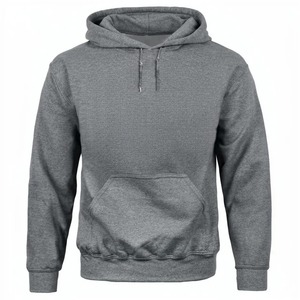Sudadera con Capucha Negra para Hombre, Corte Regular, Color Sólido, Informal, de Algodón French Terry, para Otoño, Personalizable, Gruesa - Product Image 3