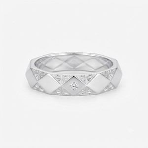 Anillo de Moissanita Chapado en Oro Blanco de 10K, Corte Redondo, Geométrico, para Boda, Joyería para Ella - Product Image 1