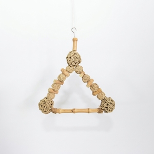Natural Brown Bamboo Agel Fiber Classic Triangle Hanging Bird <b>Swing</b> Perch Chew Toy Small Medium Birds Pet Cage Accessories Dekor - Product Image 1