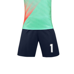 Ensemble Maillot de Foot Vert Menthe Personnalisé 2026 et Short Bleu, Uniforme de Football Sublimé Rose Corail avec Nom, Numéro et Logo Personnalisables - Product Image 6