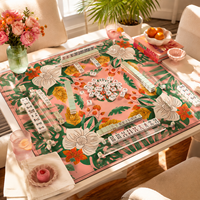 Collection Tropical Bloom, design original, 33x33 pouces, néoprène souple de 3 mm, pliable, moderne, antidérapant, table de mahjong américaine d'été