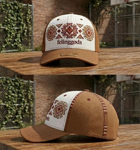 Gorra de Béisbol Felinggods de 6 Paneles con Bordado Geométrico Étnico, Unisex, Ajustable, Transpirable, Impermeable, de Lona de Algodón - Product Image 2