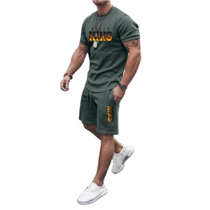Conjunto Deportivo de Verano para Hombre de Alta Calidad, Manga Corta, Ropa de Playa, Otoño, Spandex/Algodón Satinado, Estilo Vintage, Conjunto de Camiseta y Pantalones Cortos - Product Image 1