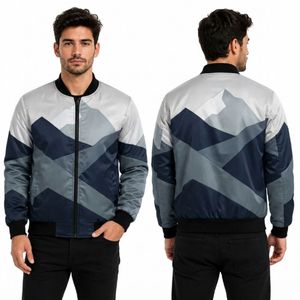 Chaqueta Bomber para Hombre Olive Green Mountain Silhouette, Duradera, Transpirable, de Poliéster, Ideal para Viajes, Estilo Diario - Product Image 2