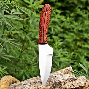 Nouveau design 2026 Couteau de chasse, de survie et de camping à lame fixe de 4 pouces en acier au carbone, fait main sur mesure, pointe tombante, manche en bois de Padauk rouge, OEM - Product Image 2
