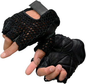 Gants de moto en cuir de vachette noir pour homme Samroz Sports - Product Image 1