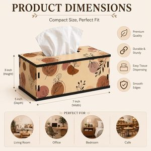 Leaf Print <b>Tissue</b> Box Cover Wooden Look Napkin Holder Decorative <b>Tissue</b> Case for Home Office Car - Product Image 2