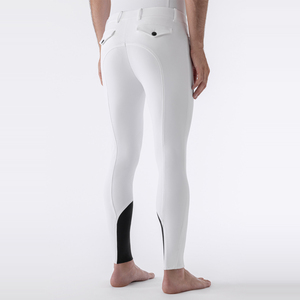 Pantalon de yoga taille haute longueur cheville blanc uni avec empiècements noirs sur les mollets, sans coutures, en Spandex et Nylon, extensible dans les quatre sens, avec surpiqûres contrastées - Product Image 2