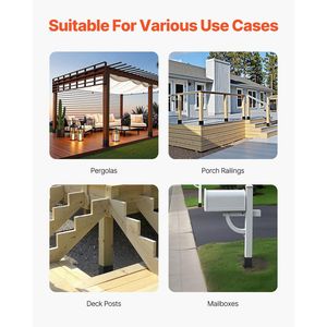 Pali per Pavimentazione in Acciaio al Carbonio 6x6 Resistenti, Staffe per Pali 4x5.6x5.6 Pollici, Base per Pali in Legno 142x142 mm, 4 Pezzi con Dimensioni Interne - Product Image 6