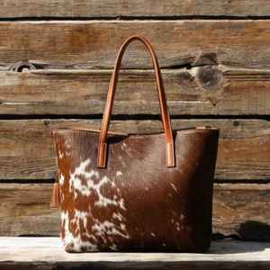 Sac fourre-tout classique en cuir véritable à poils, sac à bandoulière ouvert pour l'été, sac à main multifonction tendance LHTB-0022 - Product Image 2