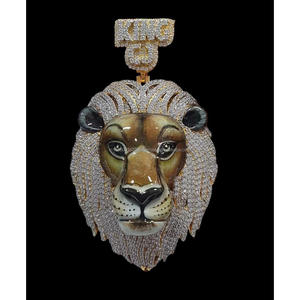 Real Moissanite Diamond Lion Pendant for Urban Fashion and Rapper Style Jewelry Necklace - Product Image 1