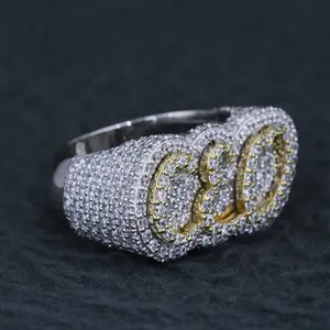 Anillo de Plata de Ley Chapado en Oro Blanco/Rosa/Amarillo Hecho a Mano para Mujer, Diseño Hip Hop con Moissanita de 4 Ct, Regalo Perfecto para Ella - Product Image 5