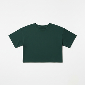 Women Summer Black <b>Cropped</b> T-Shirt Boxy Fit Short Sleeve 100% Cotton Casual Streetwear Wholesale Custom Logo OEM Service - Product Image 3