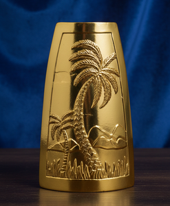 Jarrón de Flores de Metal Dorado Tropical de Lujo, Diseño de Palmera en Relieve, Decoración Artesanal para el Hogar, Centro de Mesa, Unidad Individual - Product Image 5