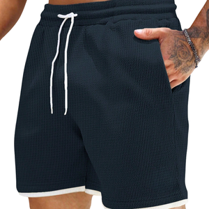 Pantalones Cortos Deportivos Casuales para Hombre, Transpirables, de Cintura Media, con Cordón Elástico, Estilo Relajado de Verano, con Bolsillos Laterales, Ribete en Contraste, de Secado Rápido - Product Image 1