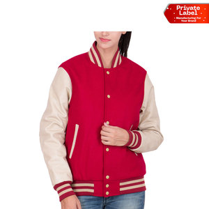 Veste universitaire pour femme robuste en mélange de laine et de cuir – Veste décontractée haut de gamme pour femme en cuir véritable doux au toucher - Product Image 1