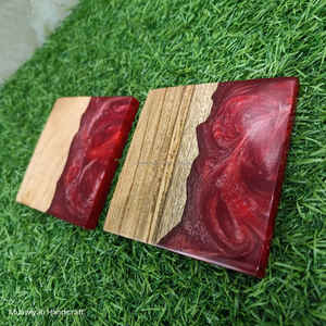 ที่รองแก้วไม้และเรซินสีแดงเข้มสไตล์จานรองแก้ววอลนัทสินค้ามาใหม่สำหรับบ้านสำนักงานงานปาร์ตี้ในโรงแรม - Product Image 5