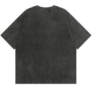 High Demands Custom Logo Men's Black <b>Acid</b> Wash T-shirts Cotton Short Sleeves Loose Quick Breathable <b>Drop</b> Shoulder Streetwear Men - Product Image 2