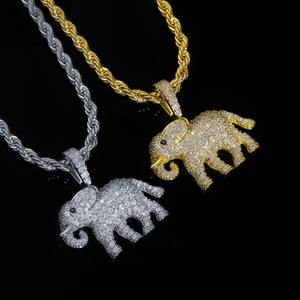 Collar Hiphop Premium con Colgante de Elefante para Hombre, Estilo Hipster, Lleno de Diamantes, Accesorios de Moda - Product Image 1