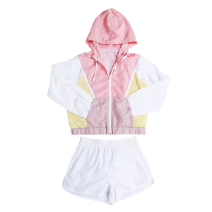 Ensemble coupe-vent deux pièces personnalisé pour homme, veste courte et pantalon, patchwork, fermeture éclair, nylon, polyester, streetwear, survêtement - Product Image 1