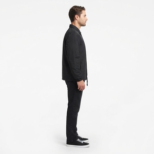 Veste Coach en nylon noir pour homme, coupe-vent 120 g/m² avec fermeture à boutons-pression et style Letterman - Product Image 3