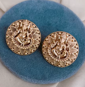 Designer Premium Quality Gold Finish Temple <b>Tops</b> <b>Earrings</b> Beautiful Look Perfect for Wedding Wear Traditional Wear For Women - Product Image 2