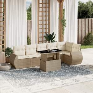 Ensemble de canapés de jardin en rotin PE beige avec grands accoudoirs réglables - Product Image 1