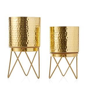 Modern <b>Brass</b> Flower Pot With Hammered Finish Handcrafted Planter For Desktop Green <b>Plants</b> Lightweight And Sturdy Design - Product Image 5