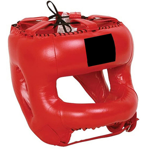 Protège-tête de boxe en PU rouge réglable pour adultes unisexe avec fermeture auto-agrippante vert avec bordure dorée - Product Image 3