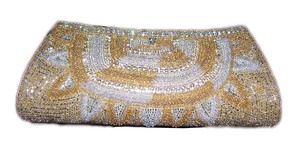 Beaded <b>Clutch</b> Bag With Sparkling Gold And <b>Silver</b> Pattern For Evening Party - Product Image 1